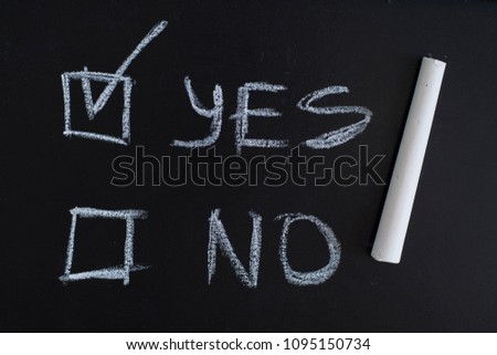 Yes or No written on blackboard
