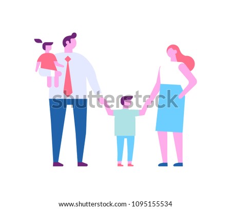 Family together. Members of the family. Flat  vector characters isolated on white.