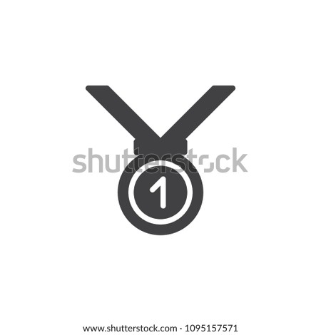 Medal for first place vector icon. filled flat sign for mobile concept and web design. Award medal with ribbon simple solid icon. Symbol, logo illustration. Pixel perfect vector graphics