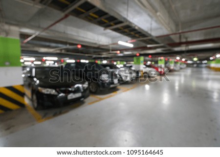 Blurred abstract underground car packing