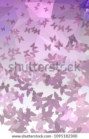 Abstract vertical background with flying butterflies. Vector clip art.