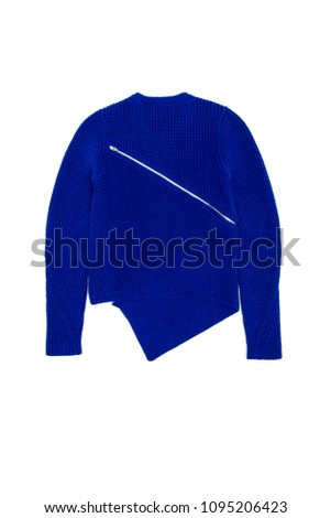 blue pullover with zipper on a white background