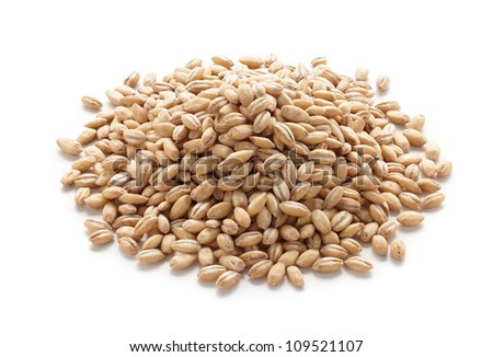 pile of pearl barley isolated on white Royalty-Free Stock Photo #109521107