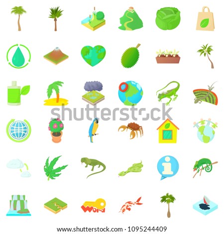 Grass icons set. Cartoon style of 36 grass icons for web isolated on white background