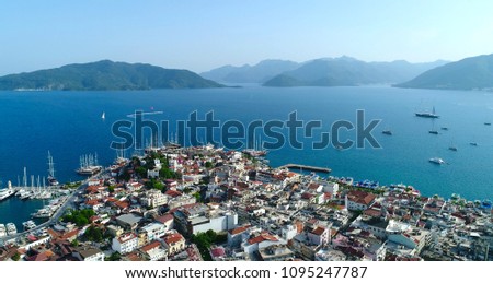 Aerial view. Marmaris - old part of resort town in Turkey.