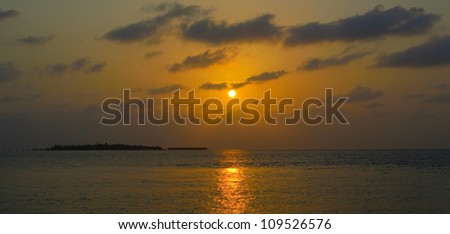 Beautiful sunset on Maldives