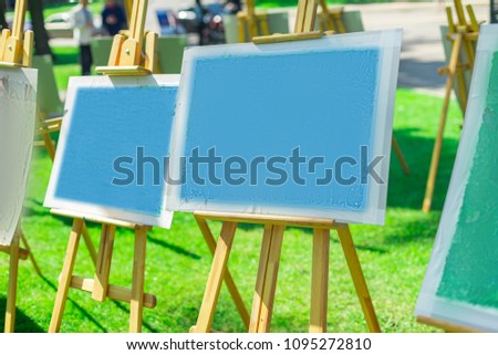 Set of easels, outdoor painter school, 