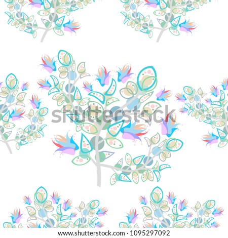 Floral seamless pattern can be used for wallpaper, website background, textile printing. Hand drawn endless vector illustration of flowers on light background. Flower theme. Summer collection.