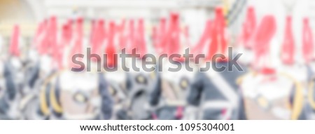 Defocused Background with british guards on parade in London, UK. Intentionally blurred post production for bokeh effect