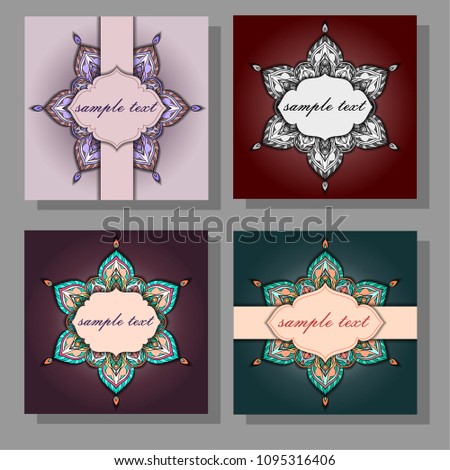 ethnic ornament, mandala with place for text. Card, flyer.