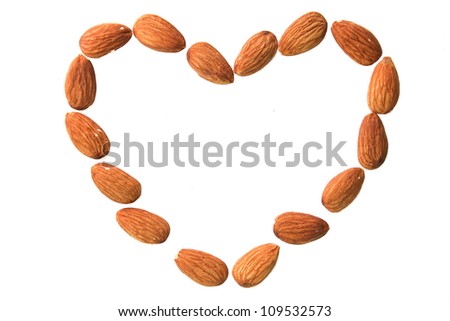 Love almonds background Royalty-Free Stock Photo #109532573