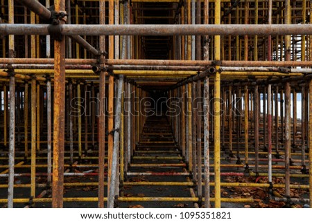 Scaffolding steel pipe at a construction site

