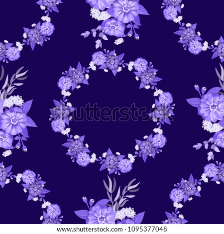 Simple cute pattern in small-scale flowers. Diagonal millefleurs. Floral seamless background for textile or book covers, manufacturing, wallpapers, print, gift wrap and scrapbooking. Violet tones.