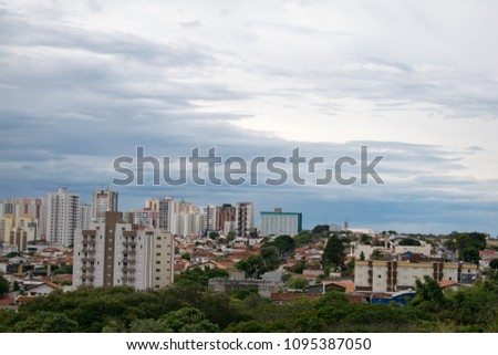 Skyline and clouds before the rain in Bauru, Brazil