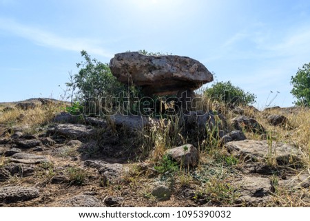 Dolmen - a stone burial of the Bronze Age in the Gamla area of the Golan Heights, Israel