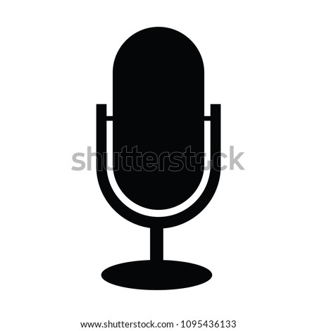 A black and white vector silhouette of a microphone