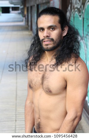 Shirtless muscular ethnic man isolated 