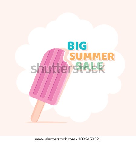 big summer sale banner with ice cream