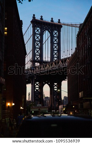 Sunset New York Skyline Manhattan bridge