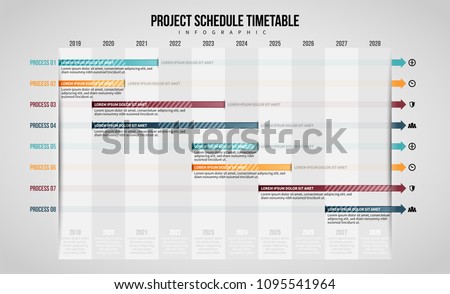 Vector illustration of Project Schedule Timetable Infographic design element. Royalty-Free Stock Photo #1095541964