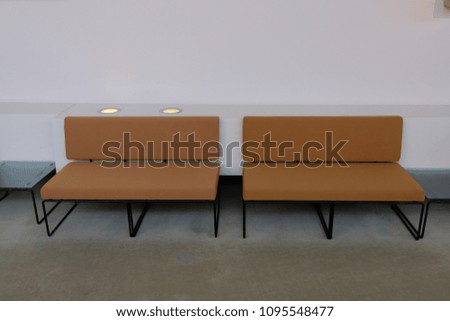 two brown benches