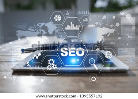 SEO. Search Engine optimization. Digital online marketing and Internet technology concept.?