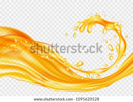Transparent orange liquid splash. Juice background. Elements for your design. Vector illustration.  Royalty-Free Stock Photo #1095620528