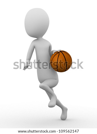 3D man with basketball