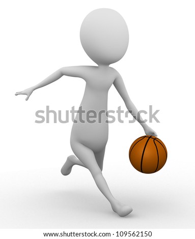3D man running with a basketball