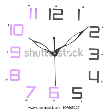 wall clock isolated on white background showing time