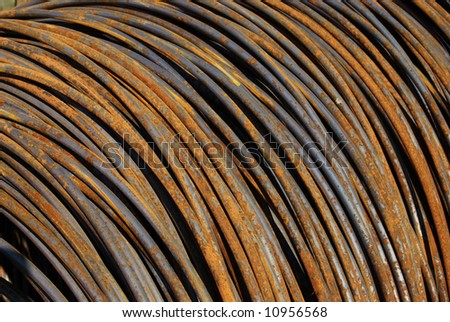 Heap of steel wire for building in close up