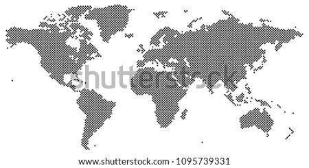 Vector drawing of Tetragon world map vector black on white