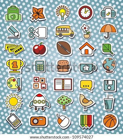 elementary school colorful icons