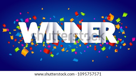 Winner Congratulations confetti triumph banner. Victory success letters with winner background design. Royalty-Free Stock Photo #1095757571