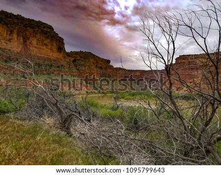 Red Canyon Purple Sky Green River