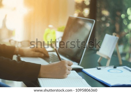 businesswoman using modern laptop with IOT, internet of things conceptual sign, internet era, internet in every day lifes