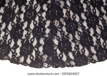 Texture, background, pattern. Black lace. Introducing the fine side of nature, this white mesh with black foliage embroidery is not to be missed! Elegant display of foliage covers the white mesh