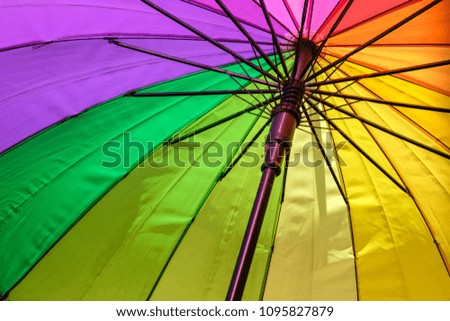 Colorful patterns of the umbrella.