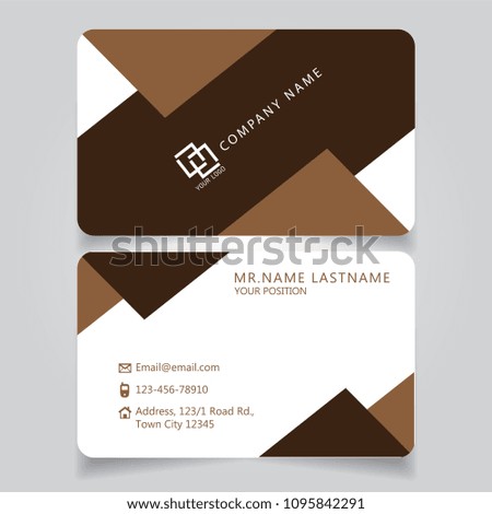Modern Brown name card and business card with creative design horizontal curve corner standard size vector illustration template