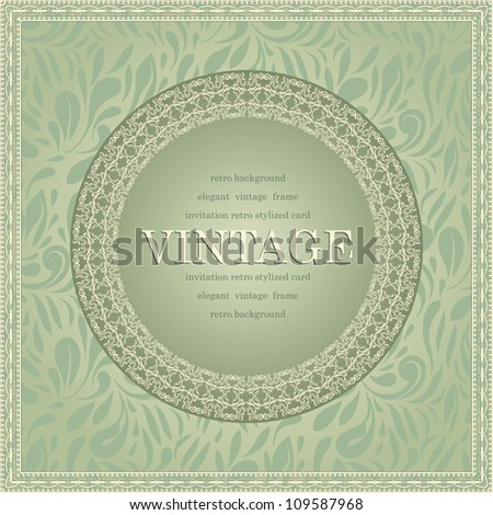 Elegant lace frame on floral seamless wallpaper. Can be used as invitation, business or wedding card