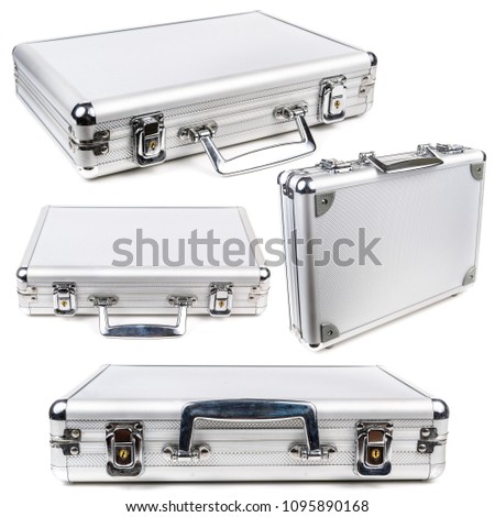 The aluminum carrying case. Microstock photography for over a white background