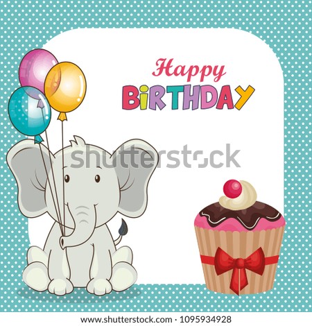 happy birthday card with cute elephant