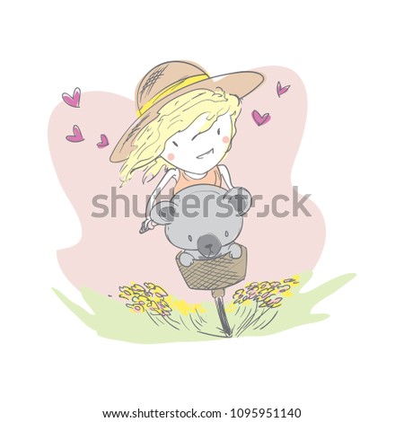Beautiful girl with . Vector Illustration