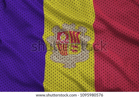 Andorra flag printed on a polyester nylon sportswear mesh fabric with some folds