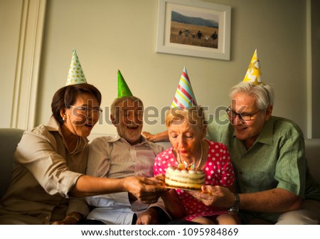 Seniors celebrating a birthday party