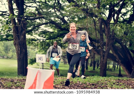 Outdoor orienteering check point activity Royalty-Free Stock Photo #1095984938