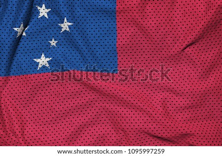 Samoa flag printed on a polyester nylon sportswear mesh fabric with some folds