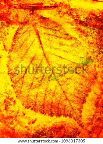 Abstract yellow watercolor leaf grunge background