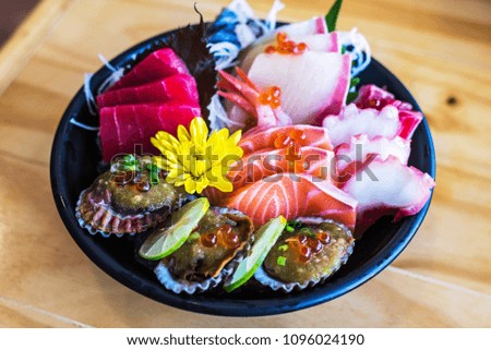 Sashimi bowl set or raw salmon mixed sliced fish sashimi,Japanese food 