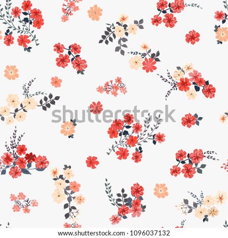 Seamless floral pattern of abstract flowers and leaves. For textile or book covers, manufacturing, wallpapers, print, gift wrap. Shabby chic.